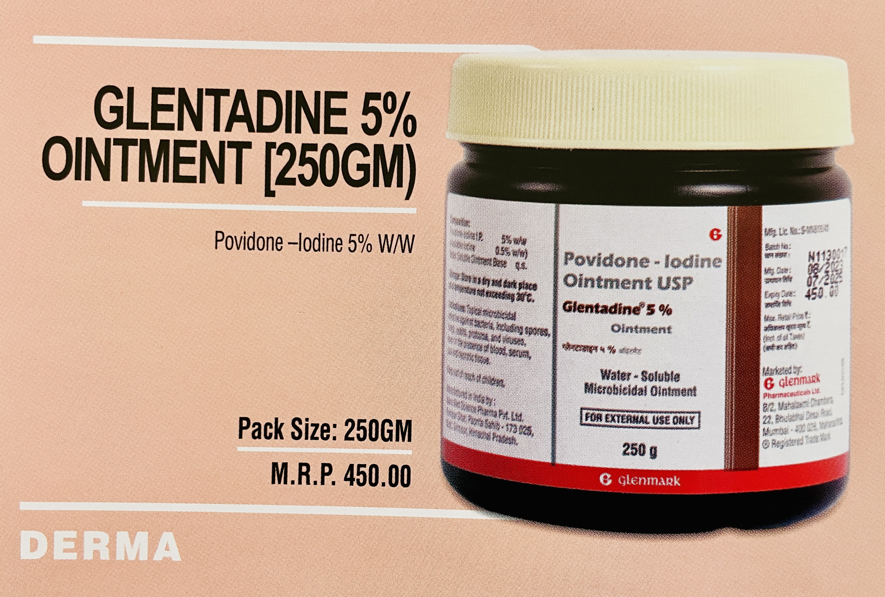 GLENTADINE 5% OINTMENT 250GM