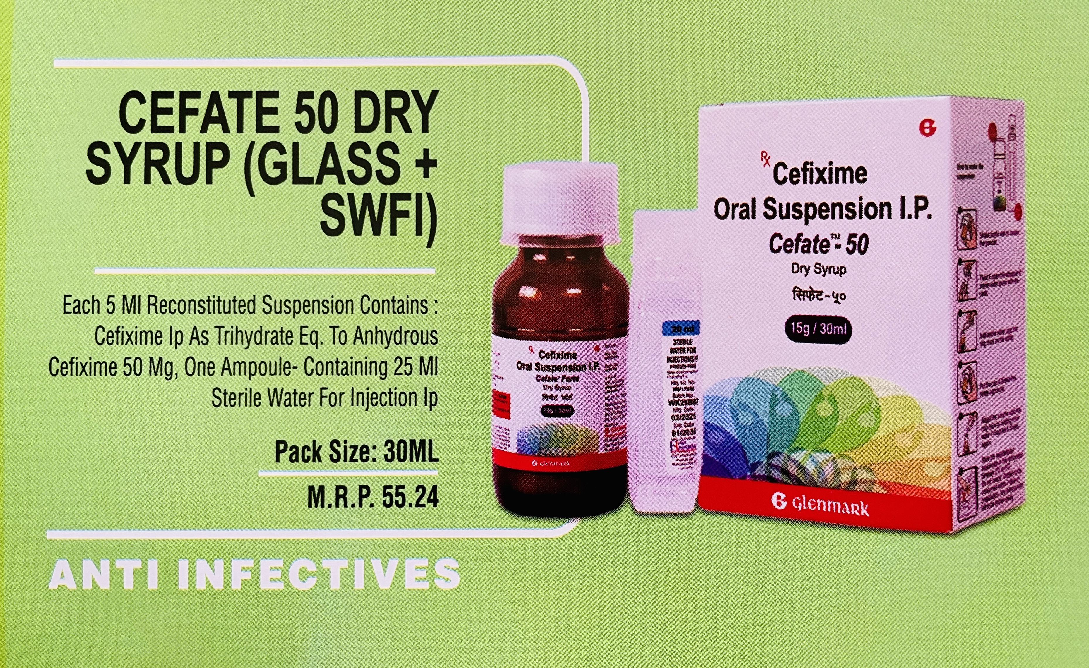 CEFATE 50 DRY SYRUP (GLASS + SWFI)