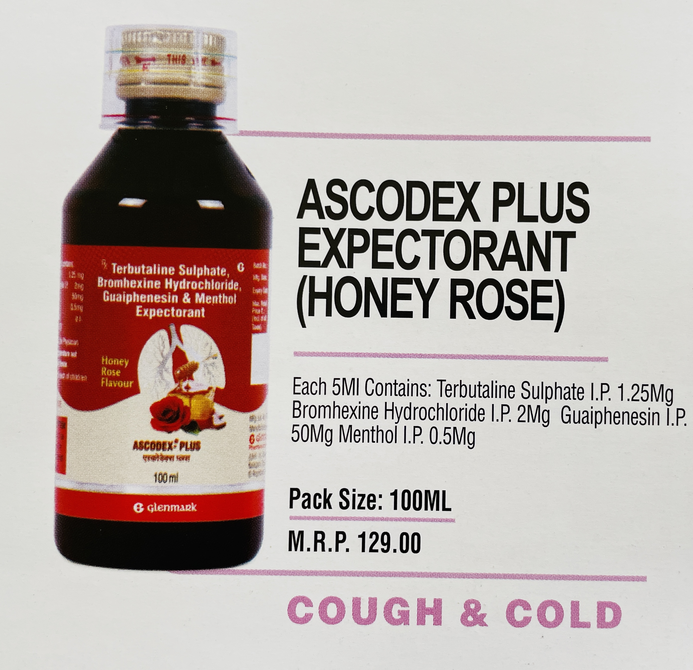 ASCODEX PLUS EXPECTORANT (HONEY ROSE)